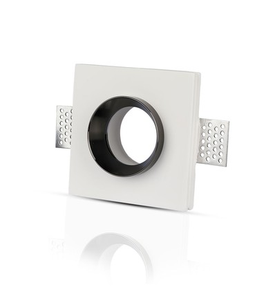 GU10 indbygningsspot i hvid gips, kvadratisk - 100x100 mm, IP20 indendørs, 5 års garanti