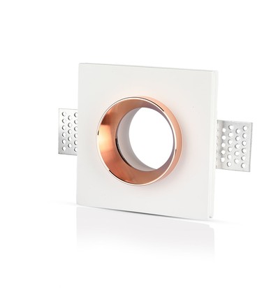 Firkantet indbygningsspot i gips - Hvid/krom, til GU10/GU5.3, 5 års garanti