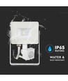 10W LED projektør med sensor, Samsung chip - 800lm, IP65, hvid, 4000K