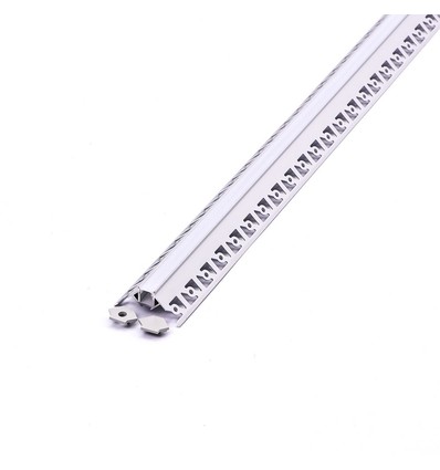 2m hjørneprofil til indbygning i gips - Sølv, inkl. mælkehvidt cover og endestykker