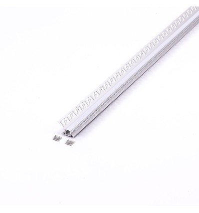 2m indbygningsprofil til gips, indvendig hjørne - Sølv, inkl. mælkehvidt cover, til LED strips