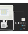 20W LED projektør med sensor - Samsung LED chip, hvid, IP65, varm hvid