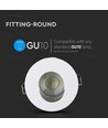 GU10 indbygningsspot - Rund, hvid/krom, IP20, Hul: Ø7,5 cm, Mål: Ø8 cm