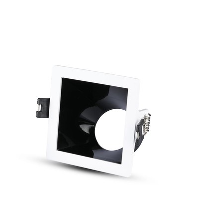 GU10 indbygningsspot - Firkantet, hvid/sort, hul: 80x80 mm, 3 års garanti, uden lyskilde