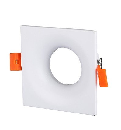 Hvid kvadratisk GU10 indbygningsspot - 85 x 85 mm, IP20, aluminium, uden lyskilde