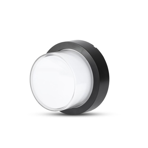 12W rund LED væglampe - IP65, sort, 3000K, inkl. lyskilde