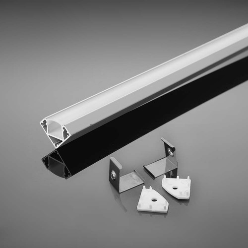 2m hvid hjørneprofil i aluminium - Inkl. mælkehvidt cover, 19x19mm, til LED strips