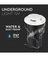 1W LED steplight til indbygning, 12V - IP67, 4-vejs lys, kold hvid, Ø6cm, hvid kant