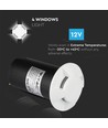 1W LED steplight til indbygning, 12V - IP67, 4-vejs lys, kold hvid, Ø6cm, hvid kant