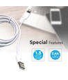 1,5m MFI Lightning til USB kabel, 2.4A - Hvid, Apple certificeret, fleksibel og holdbar