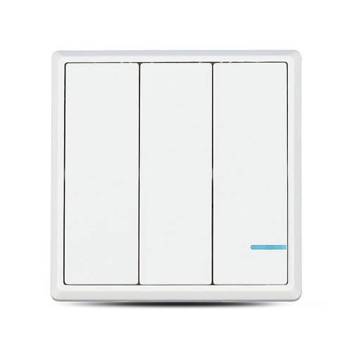 3-tryks trådløs smart afbryder, 1-vejs - IP54, hvid, batteridrevet, rækkevidde op til 600m