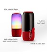 6W bærbar Bluetooth højttaler med LED lys - Rød, 1800mAh batteri, USB/TF/AUX, 5V DC