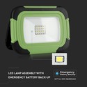[V-TAC] [Projektør] [10W] - [LED, Genopladelig, Samsung Chip, 6400K, SOS Flash]