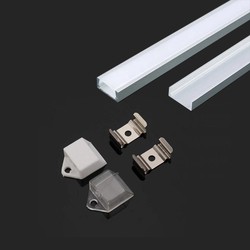 Producenter Monteringssæt med diffuser til LED stribe overflade - 2000x15,55x5,9mm, sølv