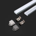 Monteringssæt med diffuser til LED stribe overflade - 2000x15,55x5,9mm, sølv