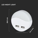 0,45W Natlampe - LED, EU-stik, med USB, Samsung Chip, 3000K, Rund