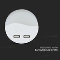 0,45W LED natlys - EU stik, med USB, Samsung chip, 4000K, rund