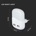 0,45W Natlys LED (EU stik) med USB Samsung chip 3000K - firkantet
