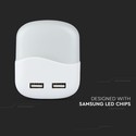 0,45W Natlys LED (EU stik) med USB Samsung chip 3000K - firkantet