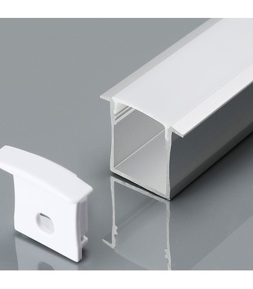 Monteringssæt LED-strips - Diffuser, Nedsænket, 2000x30x20mm, Sølv Monteringssæt LED-strips - Diffuser, Nedsænket, 2000x30x20mm, Sølv
