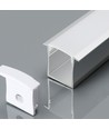 2m Alu profil til LED strips, indbygning - 30x20 mm, inkl. mælkehvidt cover
