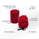 Bærbar Bluetooth-højttaler med TWS-funktion - 1500mAh Batteri, Rød