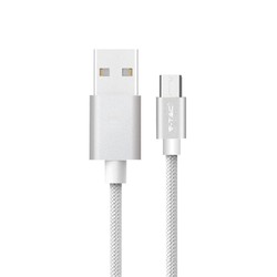 Producenter 1m Micro USB Kabel - Flettet Nylon, Sølv, Platinum Serien