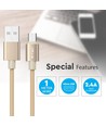MicroUSB 1m stofkabel - Guld, microUSB til USB-A