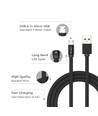 MicroUSB kabel 1m sort - Bomuldsstof, MicroUSB til USB-A