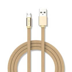 Producenter 1m Micro USB Fletkabel - Guld, Bomuldsstof, Ruby Serie