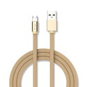 1m Micro USB Fletkabel - Guld, Bomuldsstof, Ruby Serie
