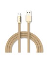 MicroUSB kabel 1m messingfarvet - Bomuldsstof, MicroUSB til USB-A