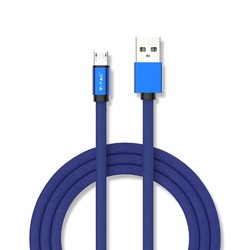Elmateriel 1m Micro USB Fletkabel med Bomuldsstof - Blå, Ruby Serien