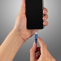 1m Micro USB Fletkabel med Bomuldsstof - Blå, Ruby Serien