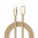 1m Type-C USB fletvævet kabel med bomuldsstof - Guld (Rubin Serie)