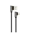 1m Micro USB kabel L-Type, 2.4A - Black Diamond Series, sort, vævet bomuld
