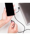 1m Micro USB kabel L-Type, 2.4A - Black Diamond Series, sort, vævet bomuld