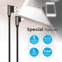 1m Micro USB Kabel L-Type - Sort, Diamond Serie