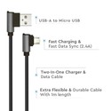 1m Micro USB Kabel L-Type - Sort, Diamond Serie