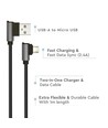 1m Micro USB kabel L-Type, 2.4A - Black Diamond Series, sort, vævet bomuld
