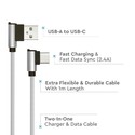 1M Type-C USB Kabel L-Type - Grå (Diamond Serien)