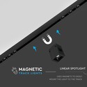 1W LED magnetisk lineært spotlys - 3000K, sort, IP20, 24V