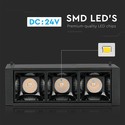 3*1W LED Magnetisk Lineært Spotlys 3000K - Sort, IP20, 24V