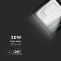 20W Solpanel - LED projektør, 6000K
