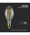 E27 24W LED ED120 filament pære - 160lm/W, 4000lm, klar glas, 6400K, Ø12cm, højde 30cm