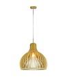 Ø35cm Træ pendel med krom detaljer - E27 fatning, rund, H45cm, dekorativ loftlampe