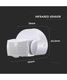 Infrarød bevægelsessensor, hvid - IP65, 180°/360°, max 600W LED, rækkevidde 12m, udendørs/indendørs