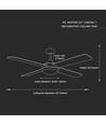 35W LED Loftventilator med Lyskit - RF Kontrol, 4 Vinger, DC Motor