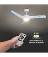 35W LED Loftventilator - RF Kontrol, 3 Vinger, DC Motor, Hvid
