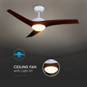 35W LED Loftventilator - RF Kontrol, 3 Vinger, DC Motor, Brun